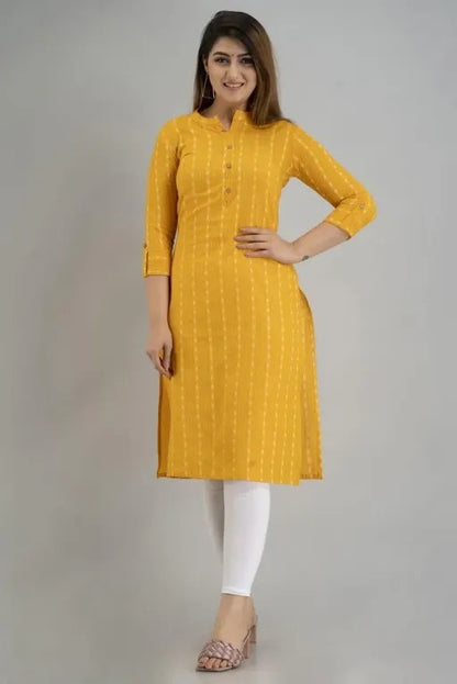 Yellow cotton straight kurti
