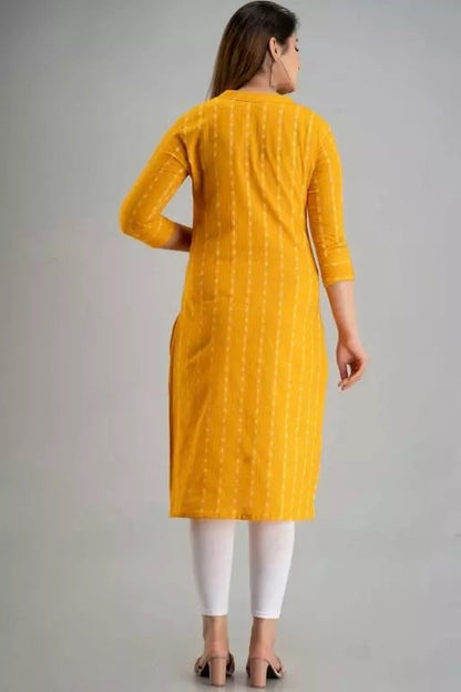 Yellow cotton straight kurti