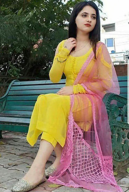 Yellow georgette salwar suit