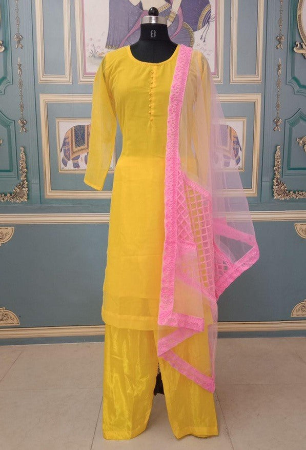 Yellow georgette salwar suit