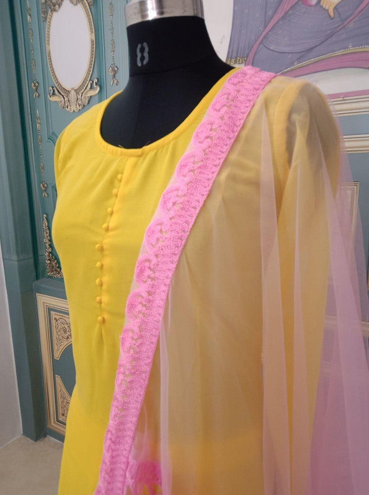 Yellow georgette salwar suit