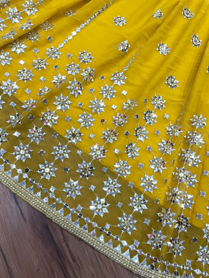 Yellow georgette sequence embroidered lehenga choli