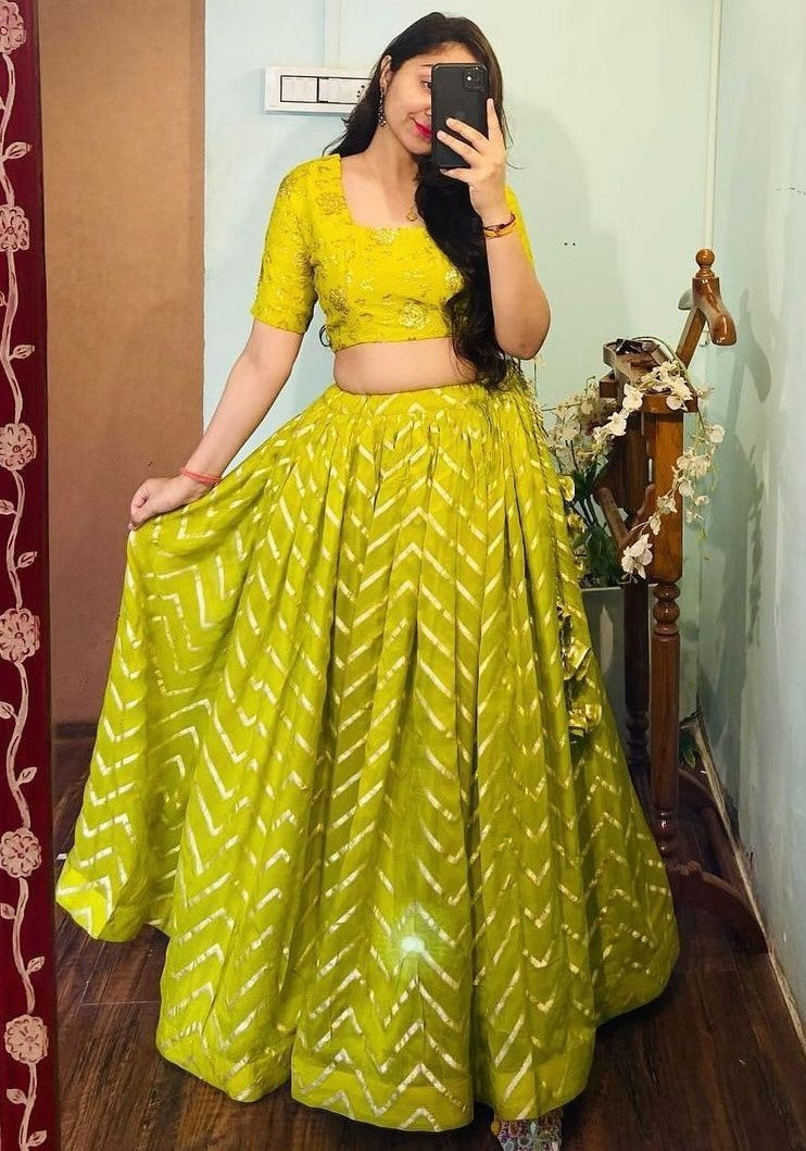 Yellow georgette sequence worked lehenga choli