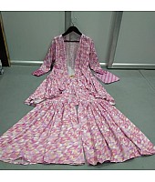 Baby pink digital printed stylist sharara salwar suit with koti