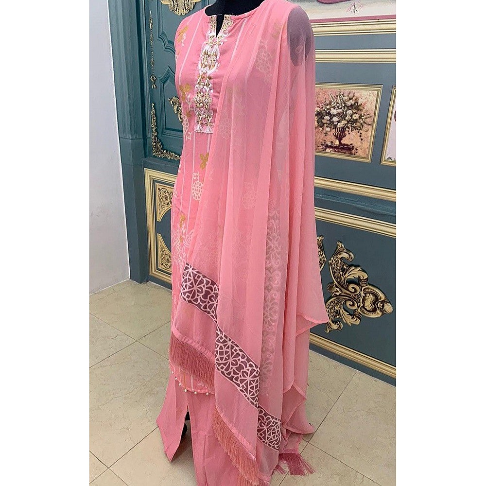 Salwar Suits : Gajari pink polly rayon salwar suit