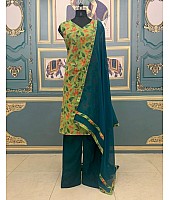 Green cotton digital printed salwar suit