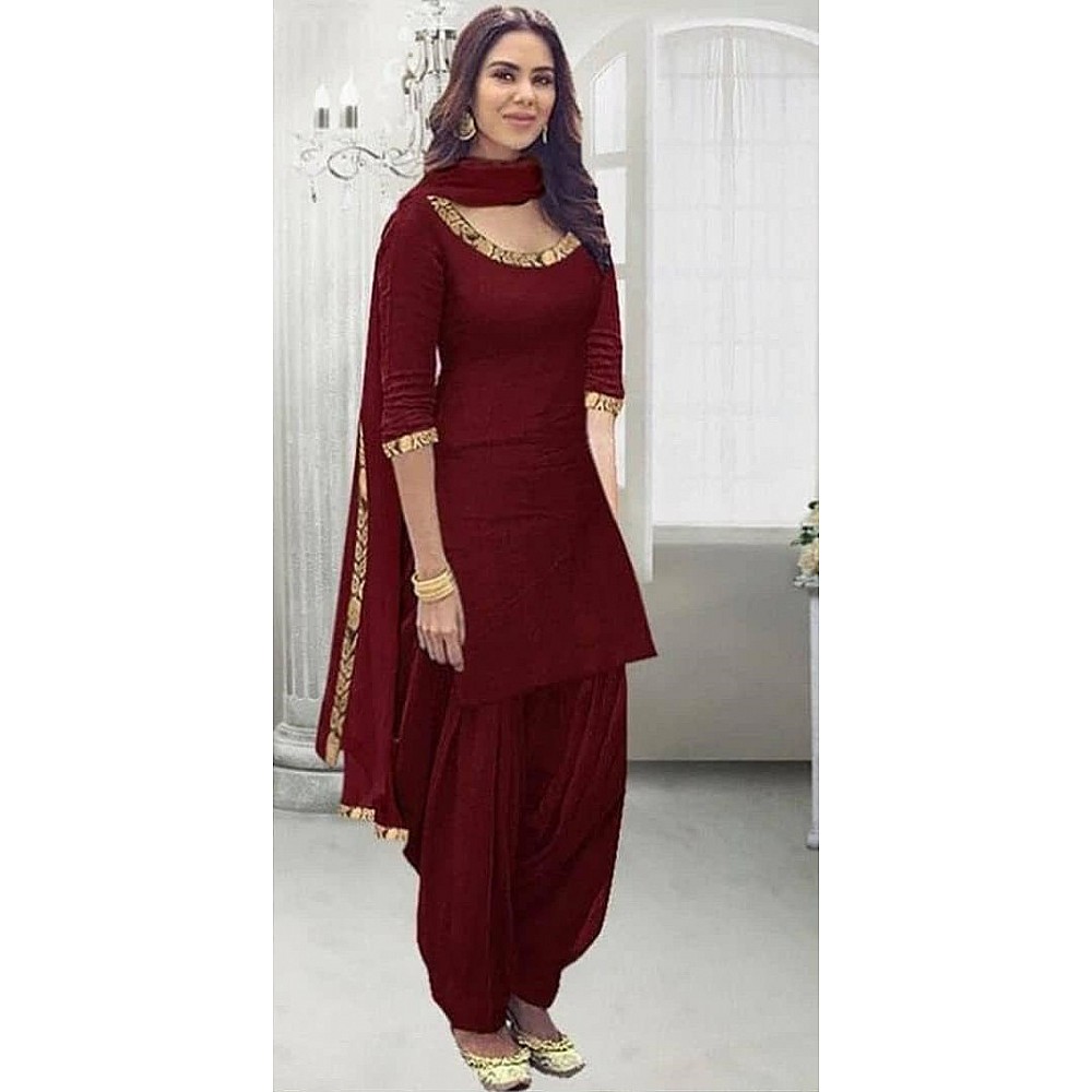 Buy Design Mart Women's Cotton Blend Beautiful Punjabi Patiala Salwar Suit  (DM-104, Black and Golden , 2XL) at Amazon.in