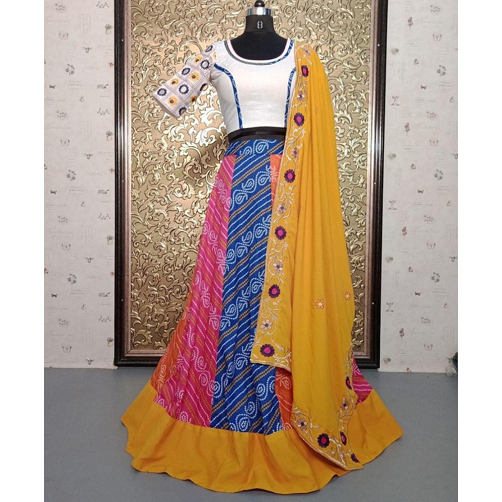 Multicolor bandhni printed festival wear lehenga choli