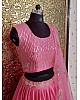 Pink satin beautiful partywear croptop lehenga