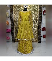 Yellow bollywood style printed sharara salwar suit