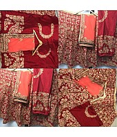 Beautiful heavy embroidered red wedding bridal lehenga