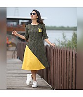 black and yellow khadi cotton casual kurti