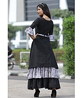 Black khadi kotton stylist long kurti