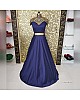 Blue embroidered long partywear gown