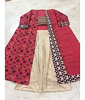 Bollywood style tapeta silk red plazzo suit with shrug