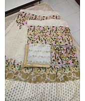 Cream net with cancan net embroidered wedding lehenga