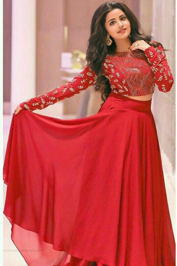 Georgette and Net Cape Style Crop Top Lehenga for Party WJ93529