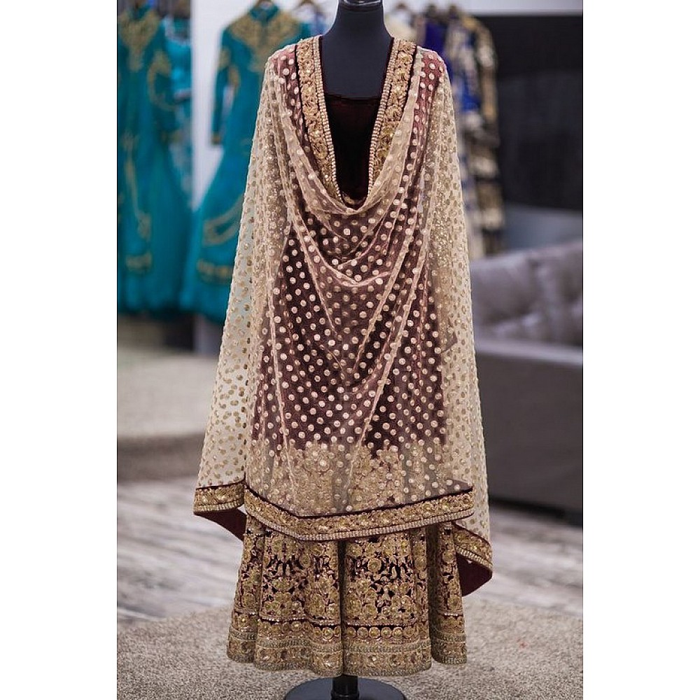 KG designer embroidered wedding coffee salwar suit