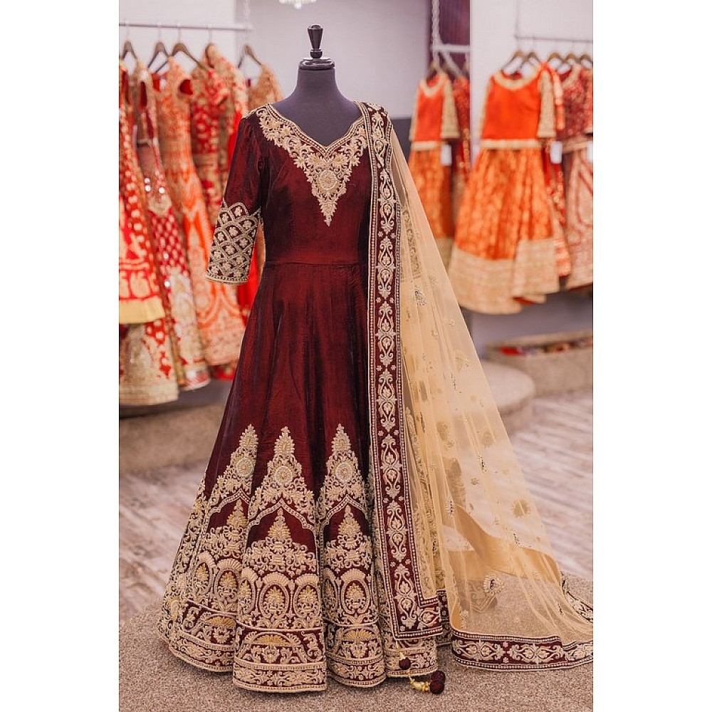 Designer heavy embroidered maroon wedding suit - Fashion ...