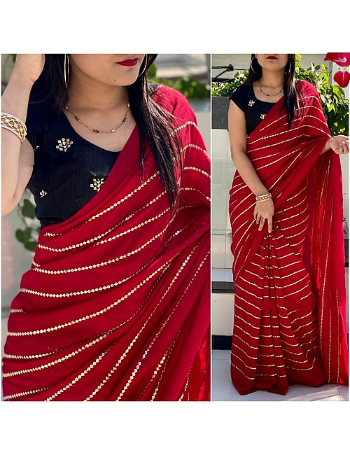 Maroon vichitra silk sequence work partywear saree