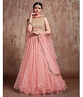 Baby pink soft net embroidered wedding lehenga choli