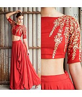 Designer red wedding lehenga with embroidered blouse