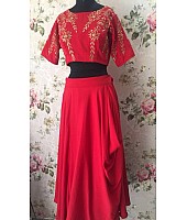 Designer red wedding lehenga with embroidered blouse