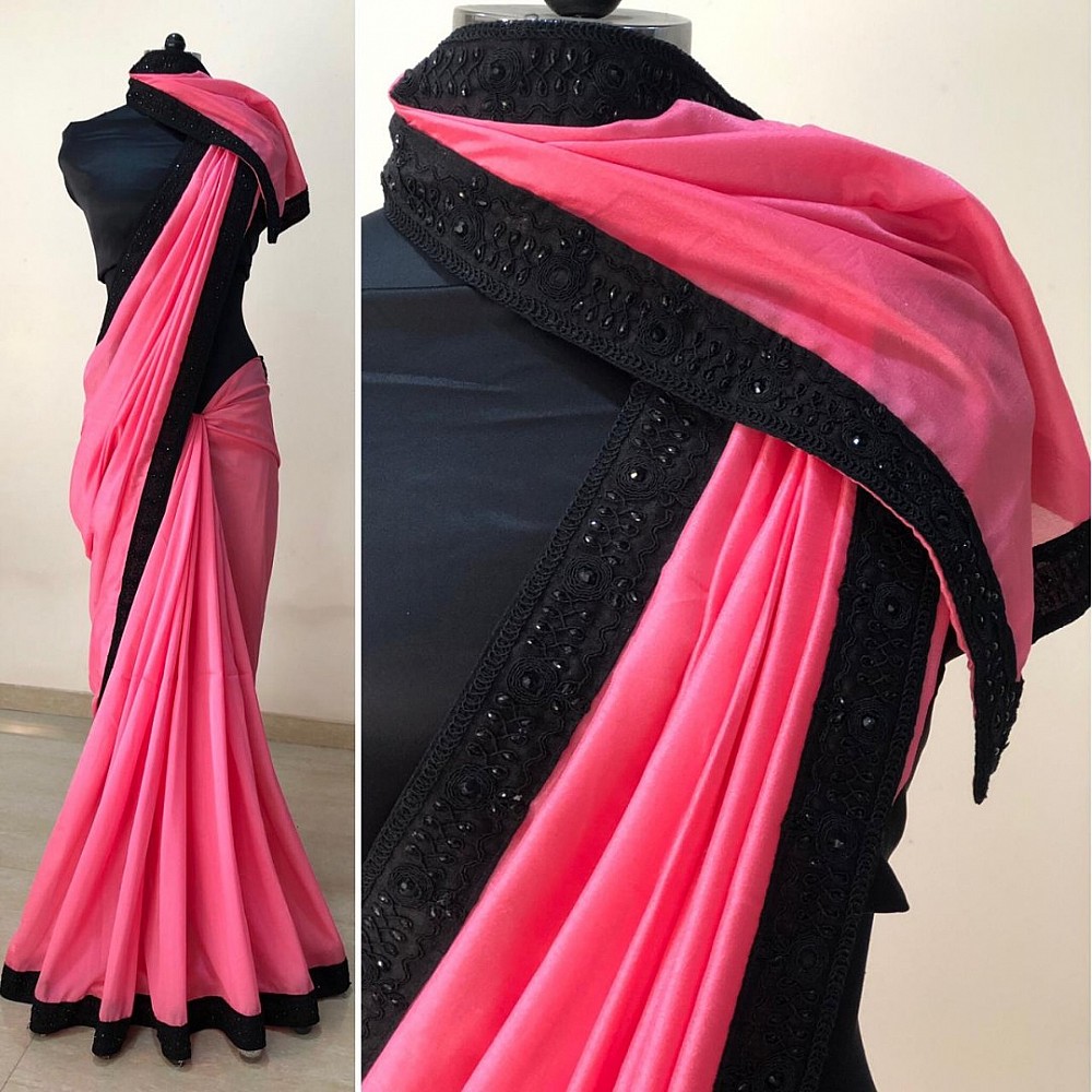 pink vichitra silk glamorous partywear saree