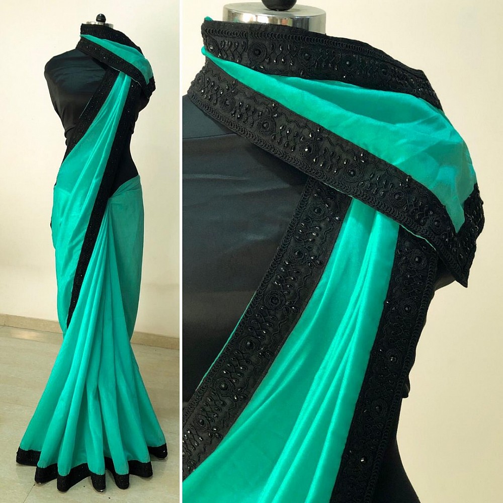 rama green vichitra silk glamorous partywear saree