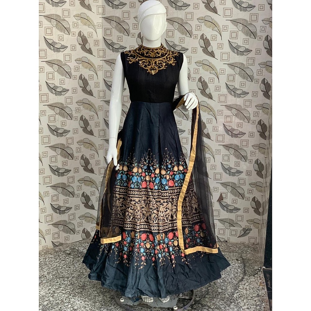 Black chennai silk designer wedding gown