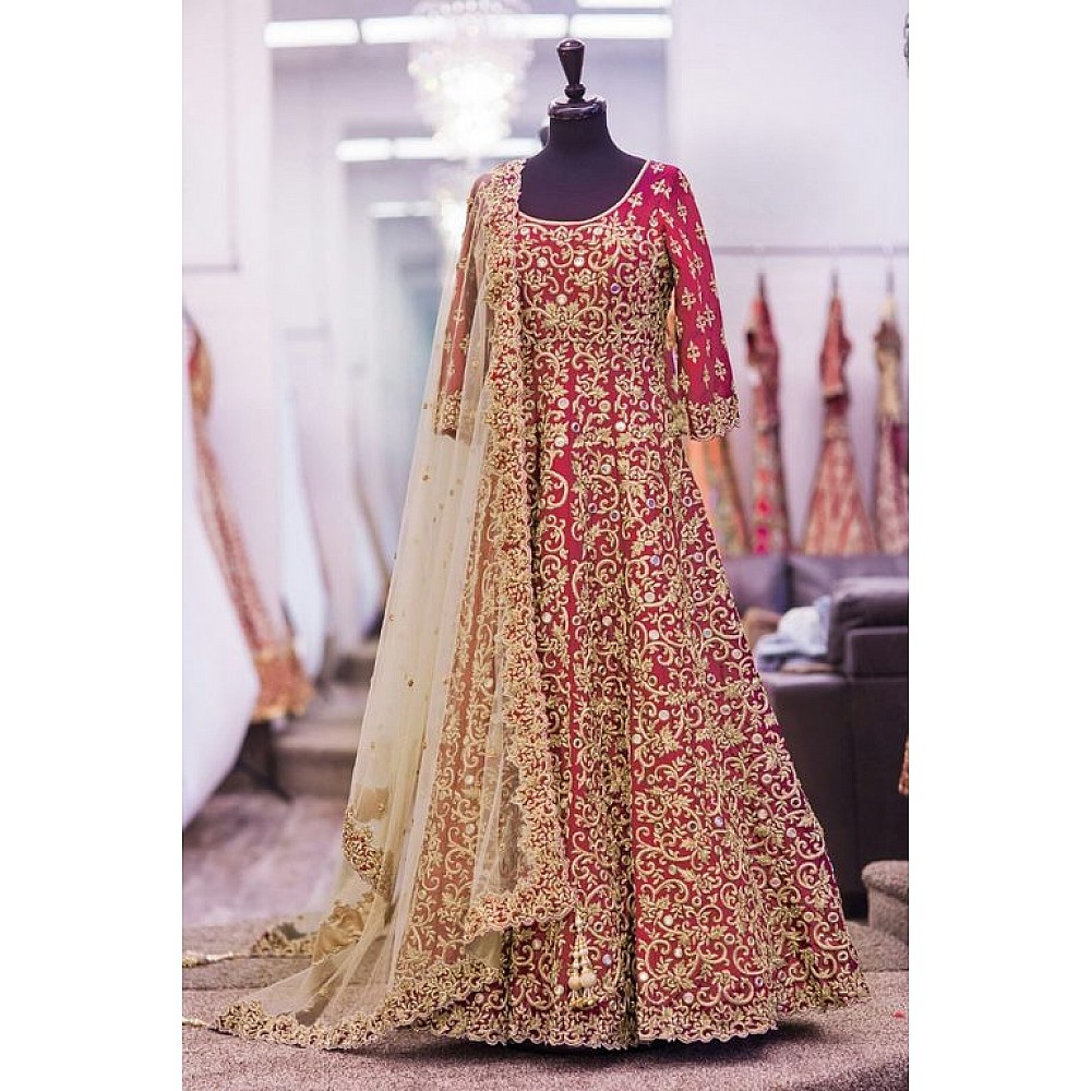 Designer heavy embroidered red wedding Suit