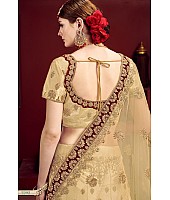 Beige heavy designer embroidered bridal lehenga choli