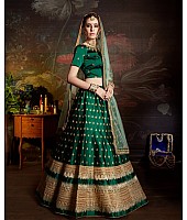 green satin heavy designer embroidered wedding lehenga choli