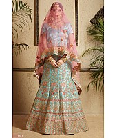 Rama satin heavy embroidered designer bridal wedding lehenga