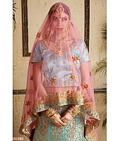 Rama satin heavy embroidered designer bridal wedding lehenga