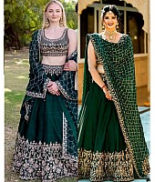 green soft tapeta silk heavy embroidered wedding lehenga choli