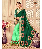 green rangoli silk heavy embroidered designer wedding saree