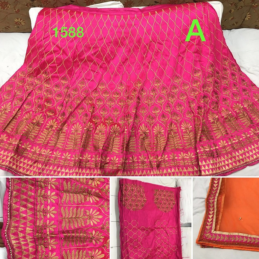 Malbari silk heavy embroidered wedding lehenga