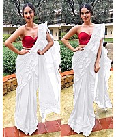 manushi chillar gorgeous designer plain partywear saree