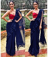 manushi chillar gorgeous designer plain partywear saree
