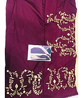 Maroon heavy velvet embroidered wedding saree