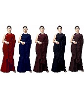 Multi colored georgette silk plain partywear saree