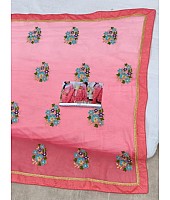 Pink georgette pedding embroidered ceremonial saree