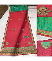 pink georgette silk embroidered wedding saree