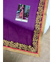 purple and orange sana silk embroidered wedding saree