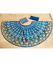rama blue zari printed beautiful ceremonial lehenga