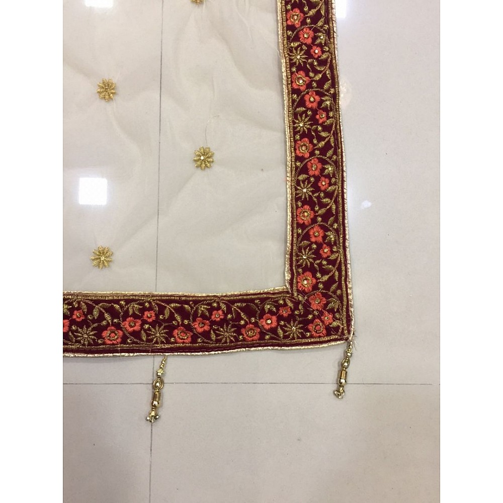 maroon velvet silk heavy embroidered bridal lehenga