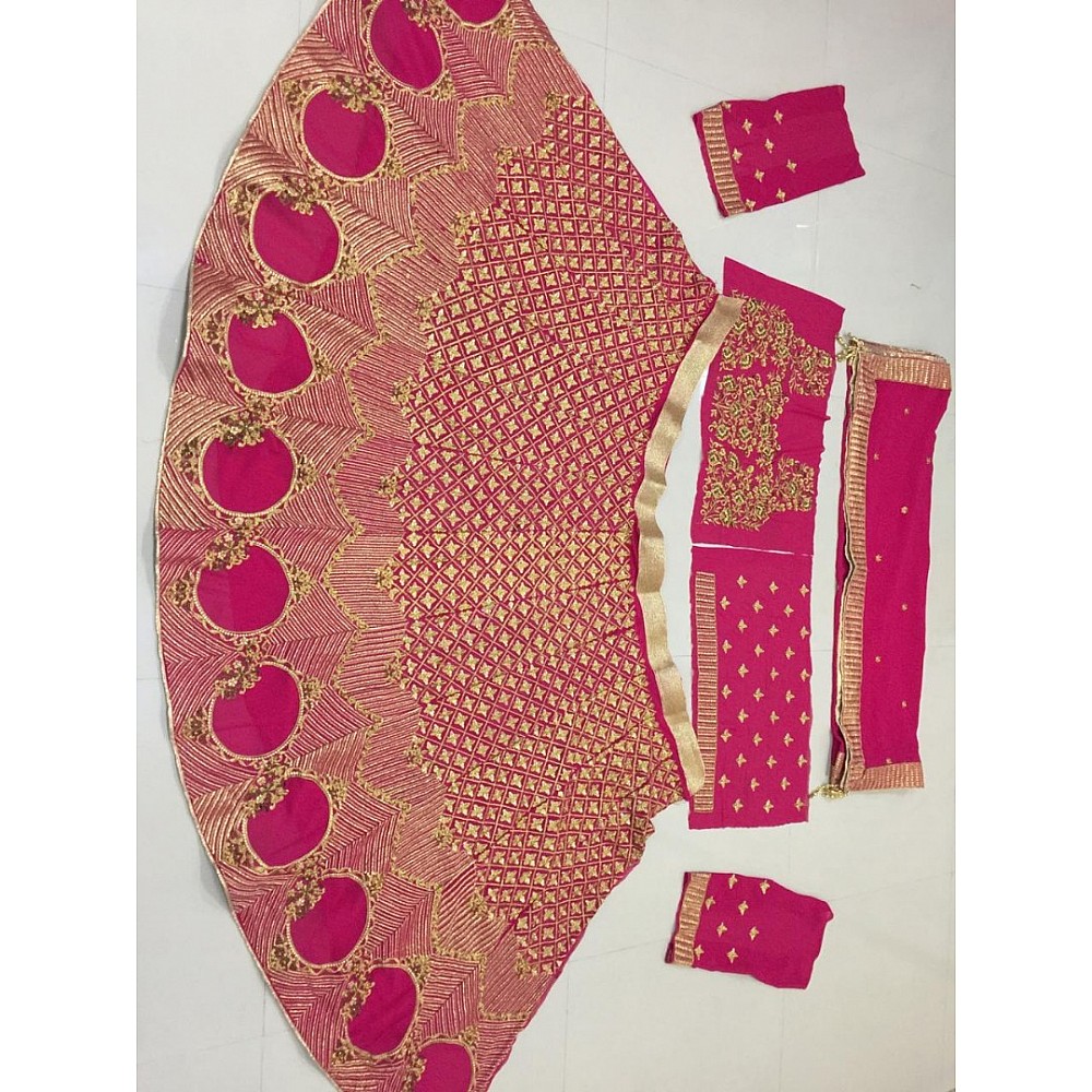 Rasberry pink heavy designer embroidered wedding lehenga