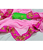 Baby pink moss georgette zari thread work saree