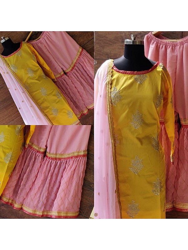 Yellow pink Color Party Wear Designer Semi-Stitched Lehenga Choli :: ANOKHI  FASHION